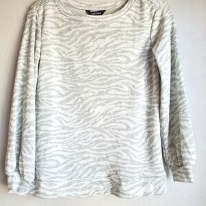 Ellen Tracy Zebra Print Sweatshirt - White and Gray